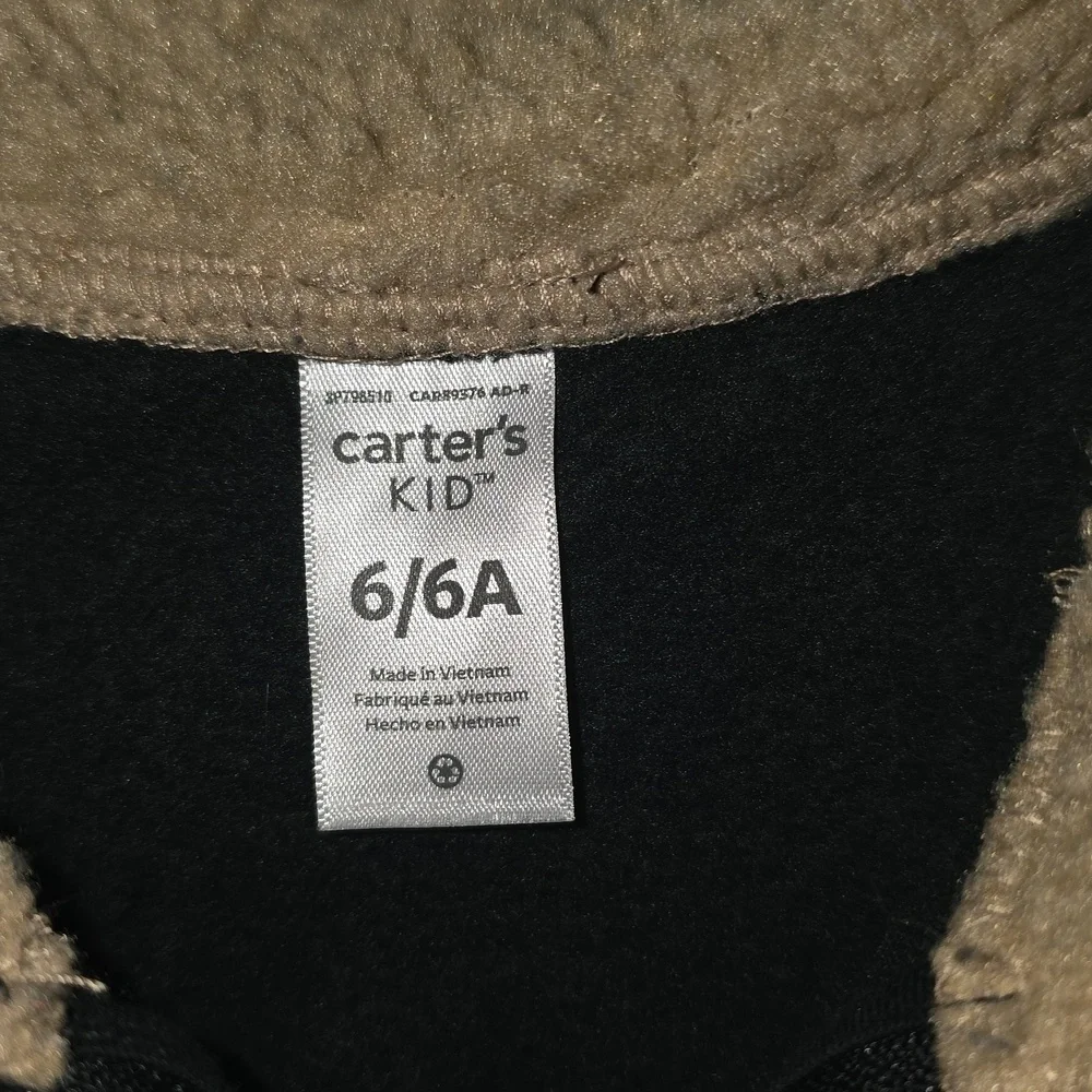 Carter's Black Zip-Up Sweater with Tan Collar